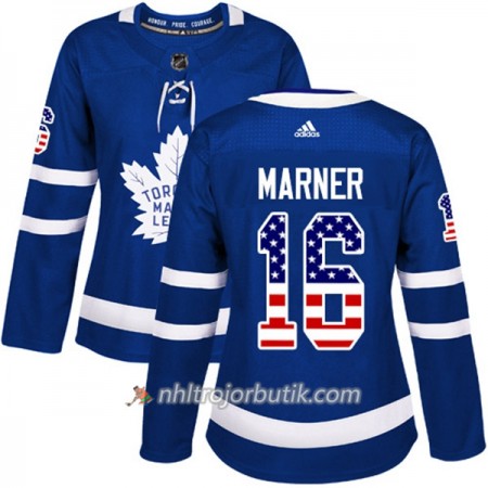 Dame Ishockey Toronto Maple Leafs Tröja Mitchell Marner 16 Adidas 2017-2018 Blå USA Flag Fashion Authentic